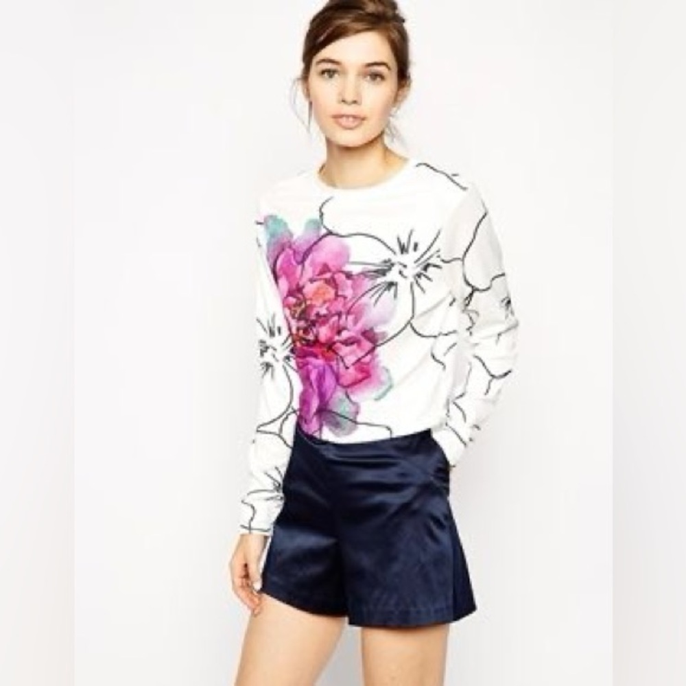 ASOSFloral Print Long Sleeve Top US10